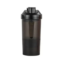 Cilindro Shaker Para Gym Botella Para Proteina Con Mezclador Color Negro                                                                              
