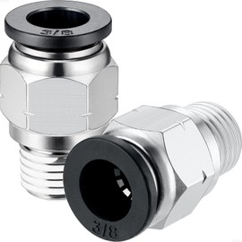VIILOCK Pneumatic Push to Connect Tube Fitting, Male Straight 3/8” Tube OD x 1/4”NPT Thread Air Line Fittings PC-3/8-N2 (Pack of 5)