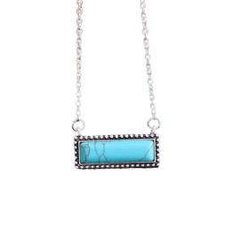 Natural Turquoise Necklace Boho Western Necklaces Jewelry for Women Men Bull Head Cow Tag lightning Bolt Necklace Horseshoe Necklace Hippie Accessories Cross Bar Pendant Necklace 90S Cowgirl Cowboy