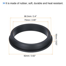 QUARKZMAN T Type Rubber Sleeve Fitting Diameter 86.3mm ID 75mm Seal Protector Flexible Hole Plug for Cable Pipe Black