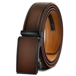 KEMISANT Men's Belt Rachet Leather Belt Adjustable Golf Belt Dress Belt Casual Denim Belt 35 mm Width for Perfect Fit, Dark Brown6496