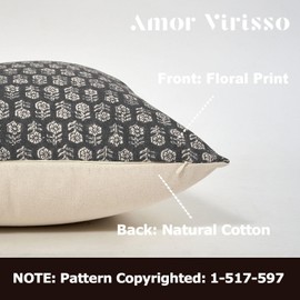 Amor Virisso Floral Pillow Covers 18x18 Couch Pillows for Living Room Farmhouse Neutral Pillow Covers Decorative Throw Pillow Covers Accent Sofa Pillows 1PC, Black