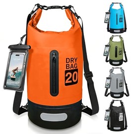 Bolsa Impermeable Seca 20L/30L/40L,Con Funda Impermeable Para Teléfono,Correa Larga Ajustable Para El Hombro,Bolsa de Agua para Playa, Kayak, Camping,
