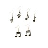 3 pairs/Set Music Note Dangle Earrings for women Czech Crystal