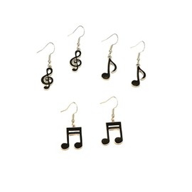 3 pairs/Set Music Note Dangle Earrings for women Czech Crystal Eighth Note Treble Clef Music Note Drop Earrings for Women Musican-Silver