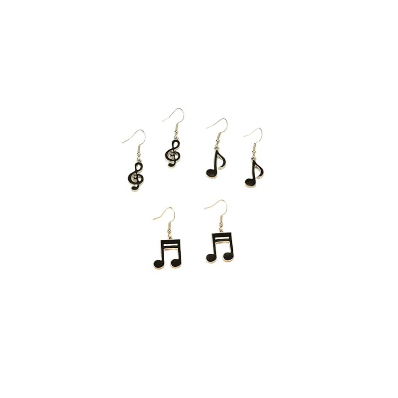 3 pairs/Set Music Note Dangle Earrings for women Czech Crystal