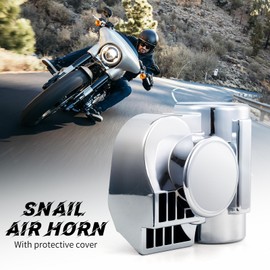 FARBIN Air Horn for Cars Trucks Motorcycle with Horn Cover Silver 12V 150DB Train Sound Car Horn Kit Super Loud Horns for Motorbike Truck Boat Pickup (12V, Silver Shell)