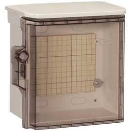 Nitto Kogyo Plastic Box Transparent Door (with roof) OP10-22CA Color: Body: White Gray (5YR8.5/0.5), Door: Light Smoke Color