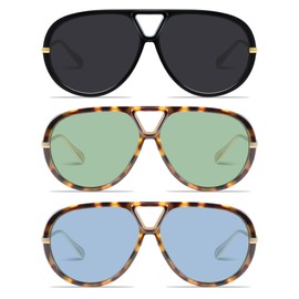 GRFISIA Retro Aviator Sunglasses for Women Men Trendy Oversized Round Sun Glasses Vintage Shield Shades