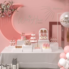 PecMuikee Buffet Risers, Food Risers for Buffet Table, Display Stand Shelf for Catering Dessert Collectibles Jewelry Figures Show, Acrylic Cube Display Nesting Risers with Hollow Bottoms 6PCS