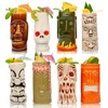LEMONSODA Hard-Carved and Hand-Painted Tiki Mugs Assorted Cocktail Set of