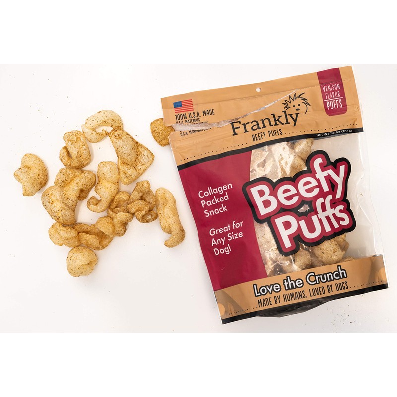 Frankly Venison Beefy Puffs 100 percentUSA Made Collagen Packed Snack