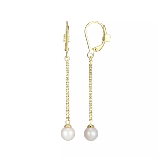 ELLE Gold-Plated Sterling Silver Cultured Freshwater Pearl Drop Earrings