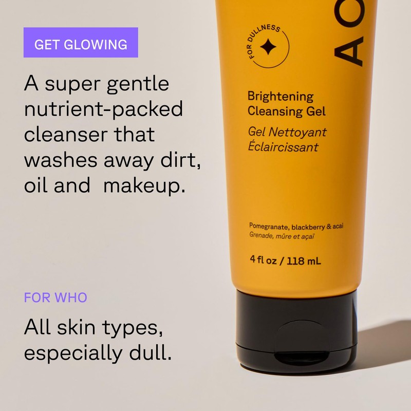 Acure Brightening Cleansing Gel - Vegan Face Scrub, Gentle Facial