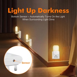 GRIFEMA Plug in Night Light with Dusk to Dawn Sensor, 3-Level Adjustable 2700K Warm White, Kids Night Light for Bedrooms, Hallways, Stairs, Energy Efficient and Child-Safe, 2-Pack, GD103UK-2
