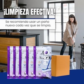 50 Paños Humedos Ezee Glider | Repuesto de Paños de Limpieza de Piso Húmedos con Aroma a Lavanda | Pack de 5 Paquetes con 10 Paños húmedos de 20cm x 27cm | Repuestos para Trapeador