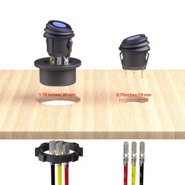 Waterproof Toggle Switch 12V: Qidoe 2Pcs 12 Volt Rocker Switch 16 AWG Detachable Wires DC Switch 3.3-30V Round Rocker Switch Blue Switches Lighted On Off Switch SPST for 12/24V Marine Car Motorcycle