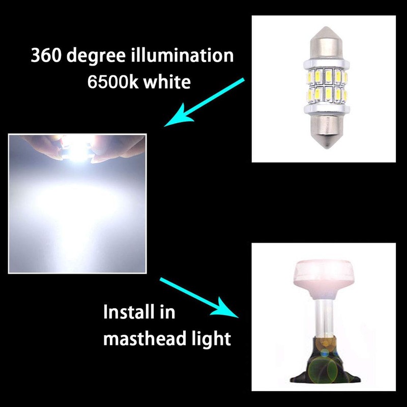 31mm Marine LED Festoon Bulbs for Navigation, Boat Anchor &