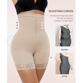 FeelinGirl Shapewear Tummy Control for Women High Waisted Faja Body Shaper Colombianas Shaping Girdel Beige XS