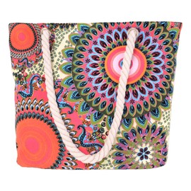 FAVORTALK Totes Bag Sumemer Beach Bag with Zip Bohdo Handbags Shoulderbags for Women Canvas Tote Bags B26004