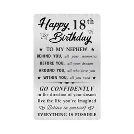 MOQIYXL Nephew 18th Birthday Card, Happy 18 Birthday Nephew Gifts Ideas, Small Engraved Wallet Card
