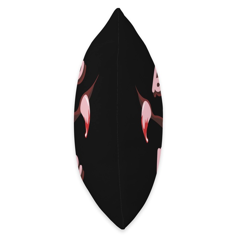 Bite Me Vampire Teeth with Blood Drops Throw Pillow