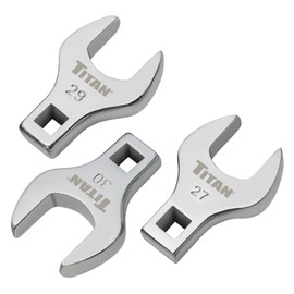 Titan 61199 3-Piece 1/2-Inch Drive Metric Full Polish Crowfoot Wrench Set, Includes 27mm, 29mm, and 30mm