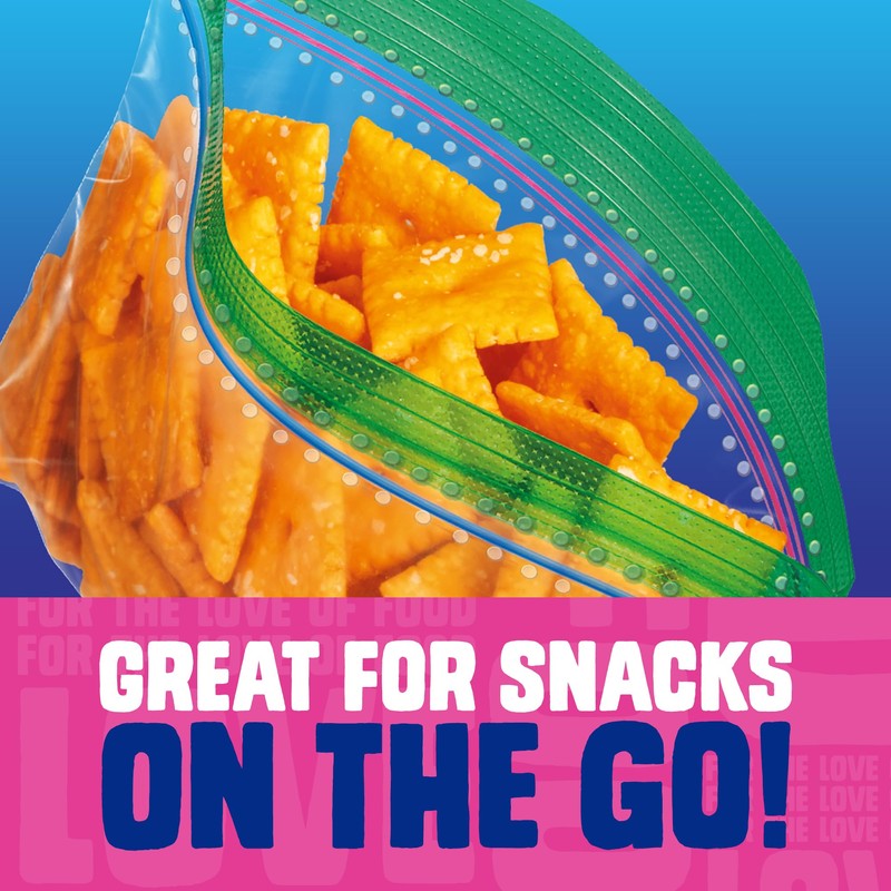 Ziploc Snack Bags with EasyGuide Texture, Small Plastic Storage Bags