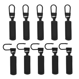 10pcs Zipper Pull Replacement for Small Holes, Detachable Metal Zipper Pull Tab for Purse Jacket Boots Jeans Coat Suitcase Luggage Dresses (Black)