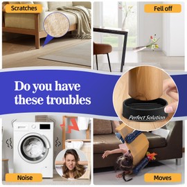 xxxHOLIC Non Slip Furniture Pads, Furniture Coasters, Best Choice for Protect Floors from Scratches and Prevent Furniture from Moving, Rubber Material, Set of 4, Round (Black, 2")