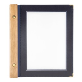Securit A5 Wood Range Menu Card with 2 Inserts, Blue