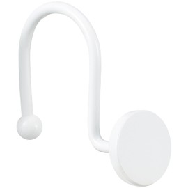 CHICTIE White Shower Curtain Hooks, Rustproof Shower Curtain Rings for Bathroom, Metal Shower Hooks for Shower Curtain Rod, Modern Decorative Shower Curtain Hangers Set of 12, Round Heavy Duty Design