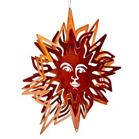 Dundee Deco W1026 Wind Spinner in Gift Box - 3D Hanging Indoor Outdoor Yard Garden Decoration - Mandala - Sun - Copper - 12 inch - Unique Gift Idea for Men Women, Souvenir, Present