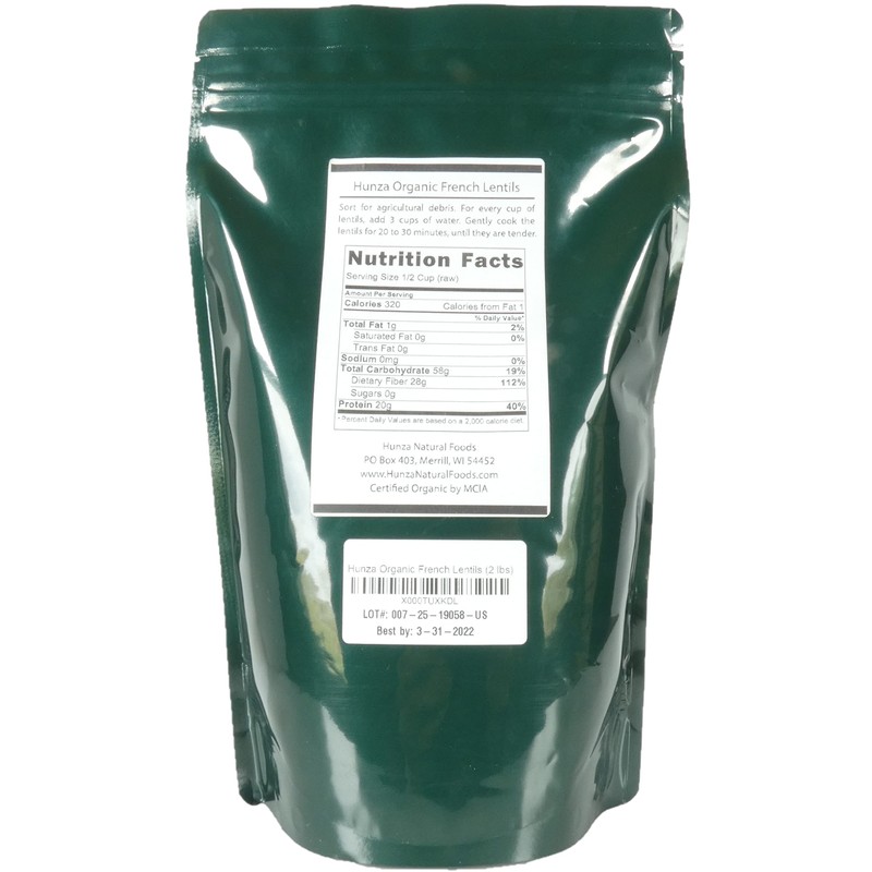 Hunza Organic French Lentils (2 lbs)