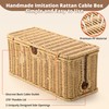 2Pack Large Cable Management Box, Handwoven Imitation Rattan Cord Organizer