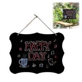 OHYER Small Hanging Chalkboard Message Board Sign Double-Sided Erasable Hanging Blackboard Signs with Jute String for Menu Sign Birthday Bar Buffet Wedding Kitchen Wall (30 x 20 cm)