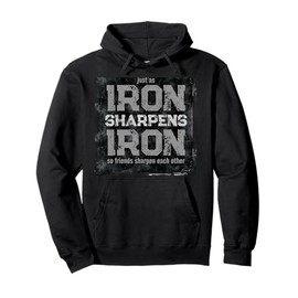 Christian Dad Iron Sharpens Iron Scripture verse bible quote Pullover Hoodie