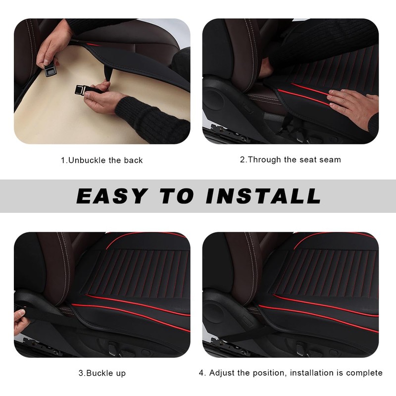 ZNDAW Car Seat Cover, Leather Vehicle Front Bottom Seat Cushion