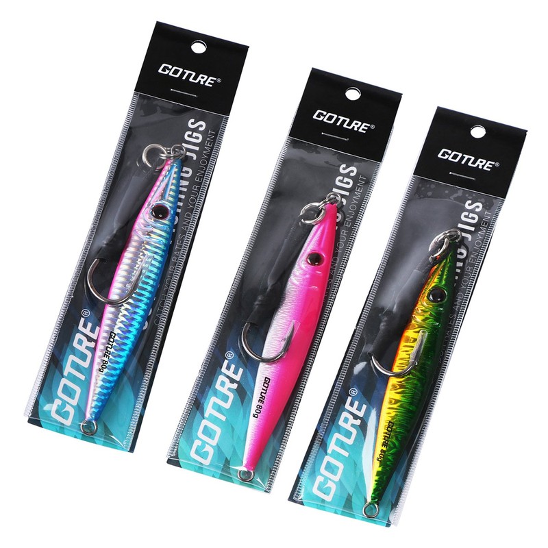 Goture Metal Jig Set 80g Long Jigs Fishing Lures Slow