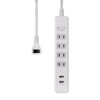 Elpa WLS-402USB(W) Lightning Resistant USB Tap, Lightning Guard Extension Cord,