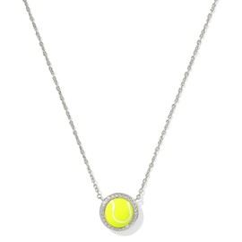 Kendra Scott Tennis Short Pendant Necklace, Rhodium Plated Brass, Magnesite, Fashion Jewelry for Women