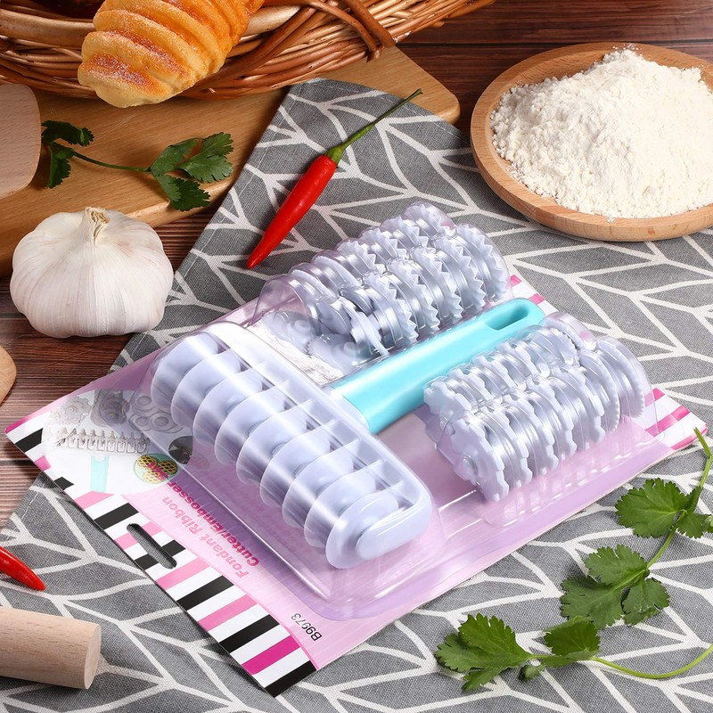 Boao Fondant Ribbon Cutter Wheel Roller Mold Dough Lattice Cutter