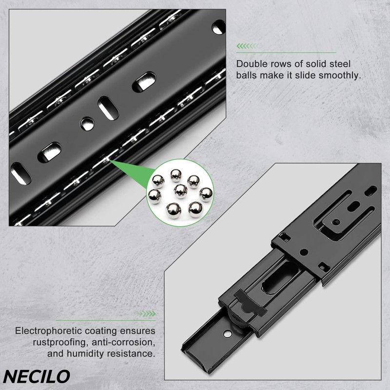 NECILO Push to Open Drawer Runners 300 mm, 45 kg
