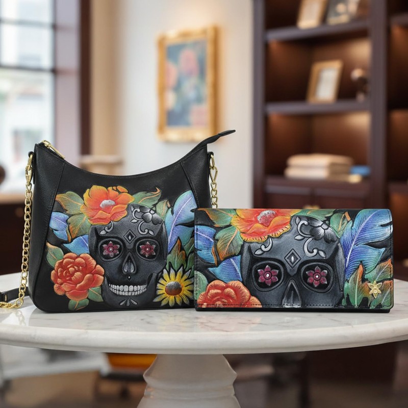 Anuschka Women’s Original Hand-Painted Genuine Leather RFID Blocking Three Fold