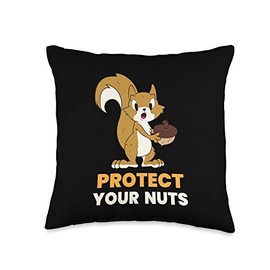 Squirrel Protect Your Nuts Squirrel Food Gift Throw Pillow