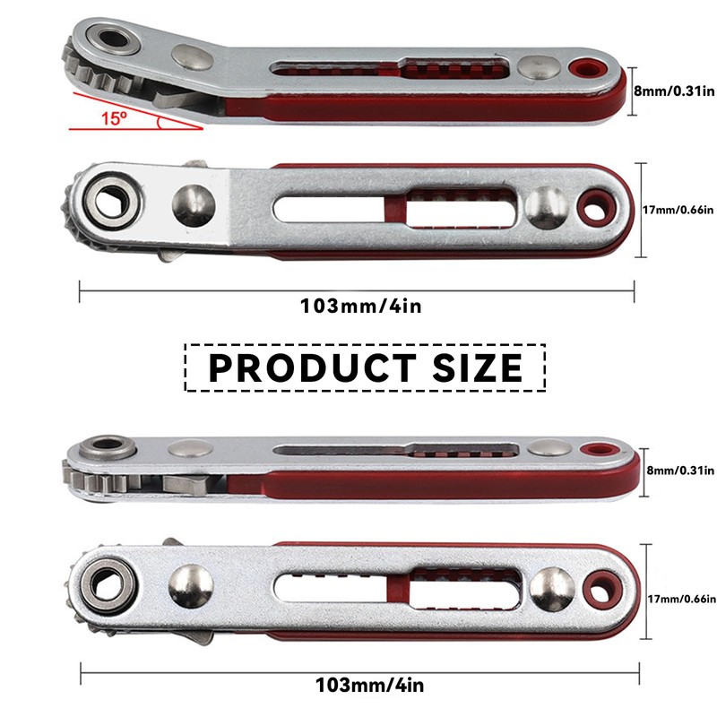 2Pcs Rustproof Flat Elbow Ratchet Wrench Flat Elbow Heads Wrench