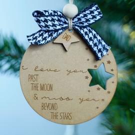 Wooden Ornament Christmas 2022 (I Love You Past The Moon Dad)