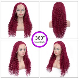 26 Inch 99J Lace Front Wig Human Hair 33 x 4 Deep Wave Human Hair Wig 180% Density 99J HD Lace Front Wig Burgundy Lace Front Wigs Human Hair Pre Plucked With Baby Hair For Women