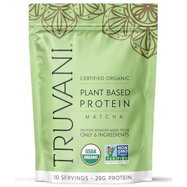 Truvani- Proteína Vegana de Guisante en Polvo  Matcha  20g Proteína Orgánica a Base de Plantas  10 Porciones  Keto  Gluten                            