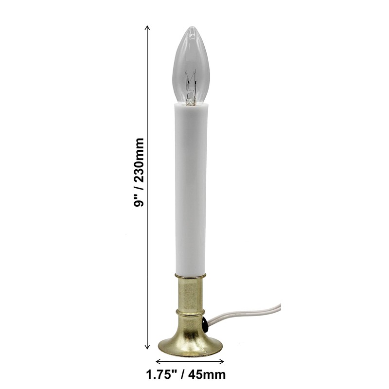 Creative Hobbies Electric Window Candle Lamp with Brass Plated Base,